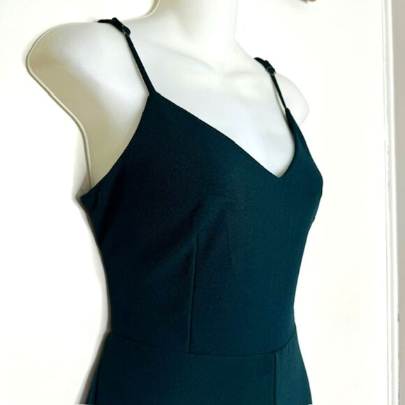 LULUS DARK TEAL GREEN OPEN BACK WIDE LEG JUMPSUIT SIZE MEDIUM NWT - Picture 5 of 15